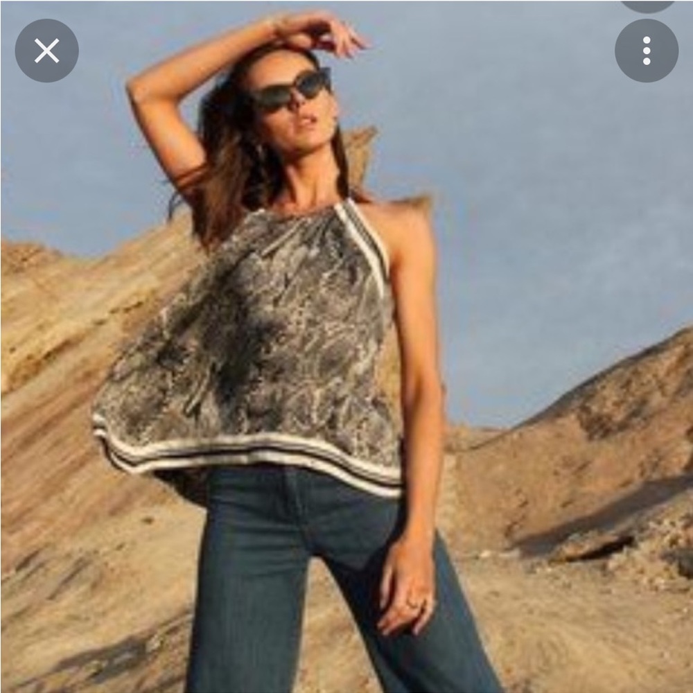 Express Snake Print Chain Tie Back Handkerchief Top